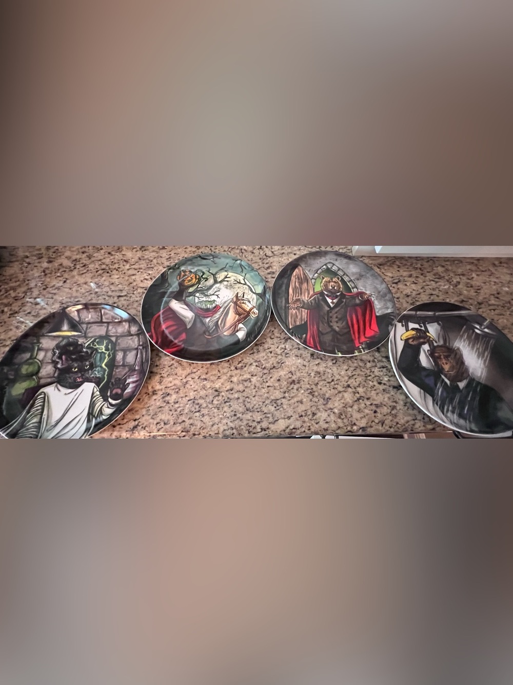 West Elm Dapper set of four Halloween plates